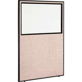 Interion Office Partition Panel With Partial Window, 48-1/4"W x 96"H, Tan