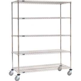 Nexel Chrome Wire Shelf Truck w/Brakes, 1200 lb. Capacity, 48"L x 24"W x 72"H