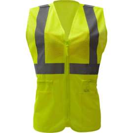 GSS Safety 7803, Class 2, Ladies Hi-Vis Safety Vest, Lime, S/M
