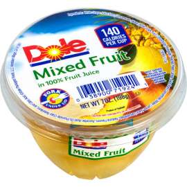 Dole Mixed Fruit in 100 Fruit Juice Cups, 7 oz, 12 Count