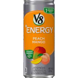 V8 +Energy Peach Mango Energy Drink Juice, 8 oz, 24 Count
