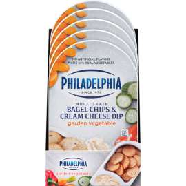 PHILADELPHIA Multigrain Bagel Chips & Garden Vegetable Cream Cheese Dip, 2.5 oz, 5 Count