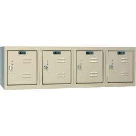 Hallowell 1-Tier 4 Door Premium Locker, Wall Mount, 12"Wx18"Dx14-3/4"H, Tan, Unassembled