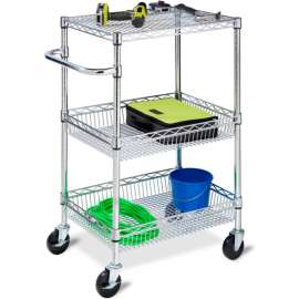 3-Tier Chrome Urban Utility Cart, 24" L x 18" W x 40" H, 400 Lb Capacity