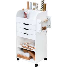 Honey-Can-Do Rolling Craft Storage Cart - 3 Drawer, 2 Shelf, 19-5/16 x 13-5/8 x 33-3/4 White