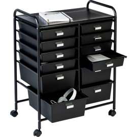 Honey-Can-Do 12-Drawer Rolling Storage Craft Cart & Organizer 25"L x 15"W x 32"H Black