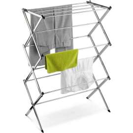 3-Tier Accordion Clothes Drying Rack, Chrome Plated Steel, 24-Linear Feet Capacity