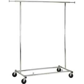 Collapsible Commercial Garment Rack with Wheels, Chrome, 74-5/16"L x 22"W x 66-5/8"H
