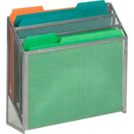 Honey-Can-Do 3-Compartment Steel Vertical File Desk Sorter - Gray