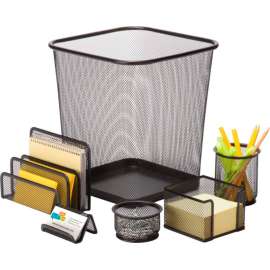 Honey-Can-Do 6-Piece Steel Mesh Desk Organization Set - Black