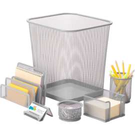 Honey-Can-Do 6-Piece Steel Mesh Desk Organization Set - Silver