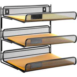 Honey-Can-Do 3-Tier Steel Mesh Desk Organizer - Black