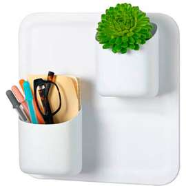 Honey-Can-Do 3-Piece Magnetic Wall Container Set - White