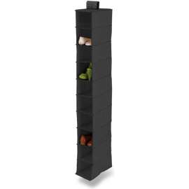 10 Shelf Hanging Vertical Closet Shoe Organizer, Polyester, Black
