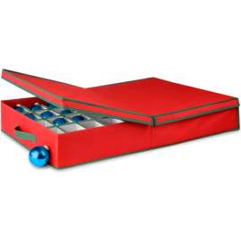 Holiday Large Adjustable Ornament Storage, Red/Pine Green