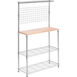 Bakers Rack With Storage 35-3/4"L x 14-1/4"W x 61-1/4"H, Chrome