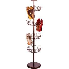 4 Tier Revolving Shoe Tree, Bronze, Powder Coated Steel, 24 Pair Capacity