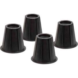 6" Round Bed Risers, Black, Plastic, Fits Up To 3" Diameter Post, 300 Lb Weight Capacity, 4 Pack