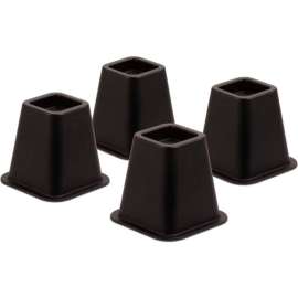 6-1/2"W x 6-1/2"L Square Bed Risers, Black, Plastic, Fits Up To 2-3/4" Diameter Post, 4 Pack