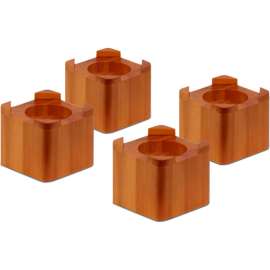 4-1/4"L x 4-1/4"W Stackable Bed Risers - Light Finish, Fir Wood, Fits Up to 2-3/4" Diameter
