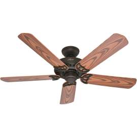 Hunter Bridgeport Series 53126 Ceiling Fan, 5-Blade, Oak Blade, 52 in Sweep, Plastic Blade, 3-Speed, With Lights: No