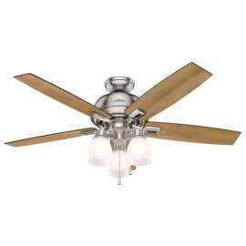 Hunter Fan 52" Donegan Ceiling Fan with Three Lights 53338 - Brushed Nickel