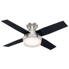 Hunter Fan 44" Dempsey Low Profile Ceiling Fan with Light and Handheld Remote 59243 - Brushed Nickel