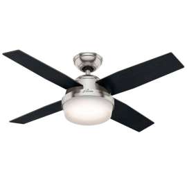 Hunter Fan 44" Dempsey with Light Ceiling Fan with Light and Handheld Remote 59245 - Brushed Nickel