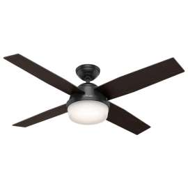 Hunter Fan 52" Dempsey Damp Ceiling Fan with Light and Handheld Remote 59251 - Matte Black