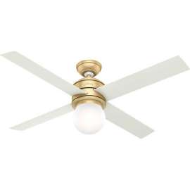 Hunter Fan 52" Hepburn Ceiling Fan with Light and Wall Control 59320 - Modern Brass