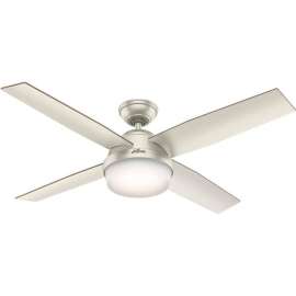 Hunter Fan 52" Dempsey Damp Ceiling Fan with Light and Handheld Remote 59450 - Matte Nickel