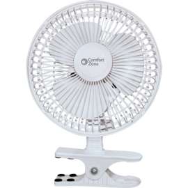 Comfort Zone CZ6C 6- Inch Clip-On Desk Fan, White