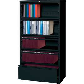 Hirsh Industries HL8000 Series 36"W Receding Drawer Front Lateral File 5-Drawer- Black