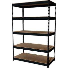 Hirsh Industries Iron Horse Concealed Rivet Shelving,48"Wx24"Dx72"H,5-Shelf,900 Lb Cap,Black