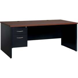 Hirsh Industries Modular Steel Desk - Single Left Pedestal - 72 x 36 - Black/Walnut