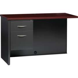 Hirsh Industries Modular Steel Left Return Desk - 48 x 24 - Charcoal/Mahogany