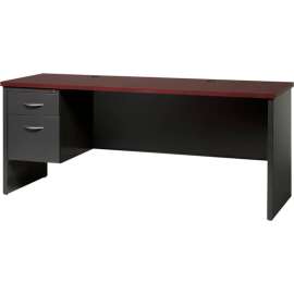Hirsh Industries Modular Steel Credenza - Single Left Pedestal - 72 x 24 - Charcoal/Mahogany