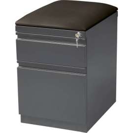 Hirsh Industries 20" Deep Mobile Pedestal Box/File with Black Seat Cushion - Charcoal