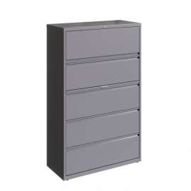 Hirsh Industries 42" Wide 5-Drawer Lateral File Cabinet - Arctic Silver