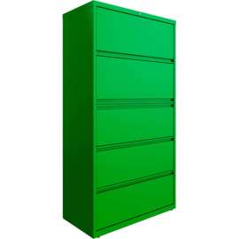 Hirsh Industries HL10000 Series Lateral File 36 Wide 5-Drawer - Screamin' Green