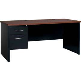 Hirsh Industries Modular Steel Credenza - Single Left Pedestal - 72 x 24 - Black/Walnut