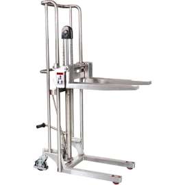 Stainless Steel Foot Pedal Fork Lift Truck with Adjustable Forks - 880 Lb. Capacity