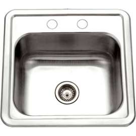 Houzer® 1515-6BS-1 Drop In Stainless Steel 2-Holes Bar/Prep Sink