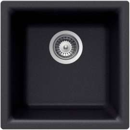 Houzer&reg; E-100U MIDNITE Quartztone Series Granite Dual Mount Bar/Prep Sink, Black