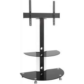 TygerClaw Superior TV Cart with Glossy Glass Base and AV Shelf For 32"- 55" TVs