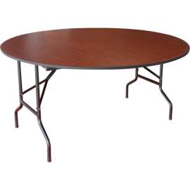 Interion Folding Wood Table, 60"W x 60"L, Mahogany