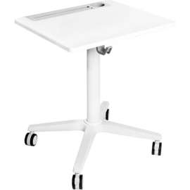 Seville Classics Airlift XL Sit-Stand Mobile Desk with Cup Holder, White