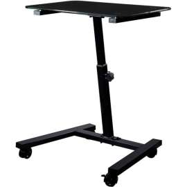 Seville Classics airLIFT Tempered Glass Mobile Laptop Desk Cart, Black