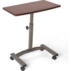 Seville Classics Height Adjustable Mobile Laptop Desk Cart, Walnut