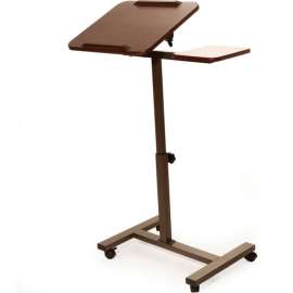 Seville Classics Tilting Sit-Stand Laptop Desk Cart with Mouse Pad Table, Walnut